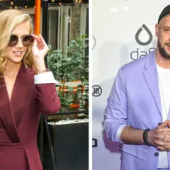 Marta Surnik i jej mąż, ubrani w stylowe stroje, pozują do zdjęć.