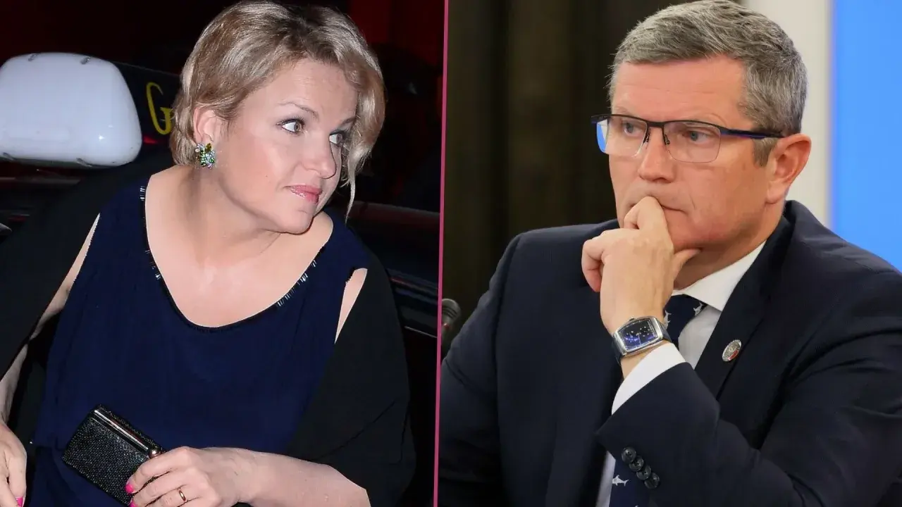 Kobieta w granatowej sukience i mężczyzna w garniturze. Czy to początek romansu Marcina Bosackiego?